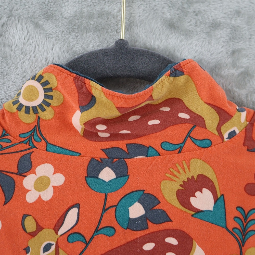 Powder Deer Floral Pajama Top Womens M Orange Fauna Cabincore Indie‎ Boho Twee - Picture 10 of 16